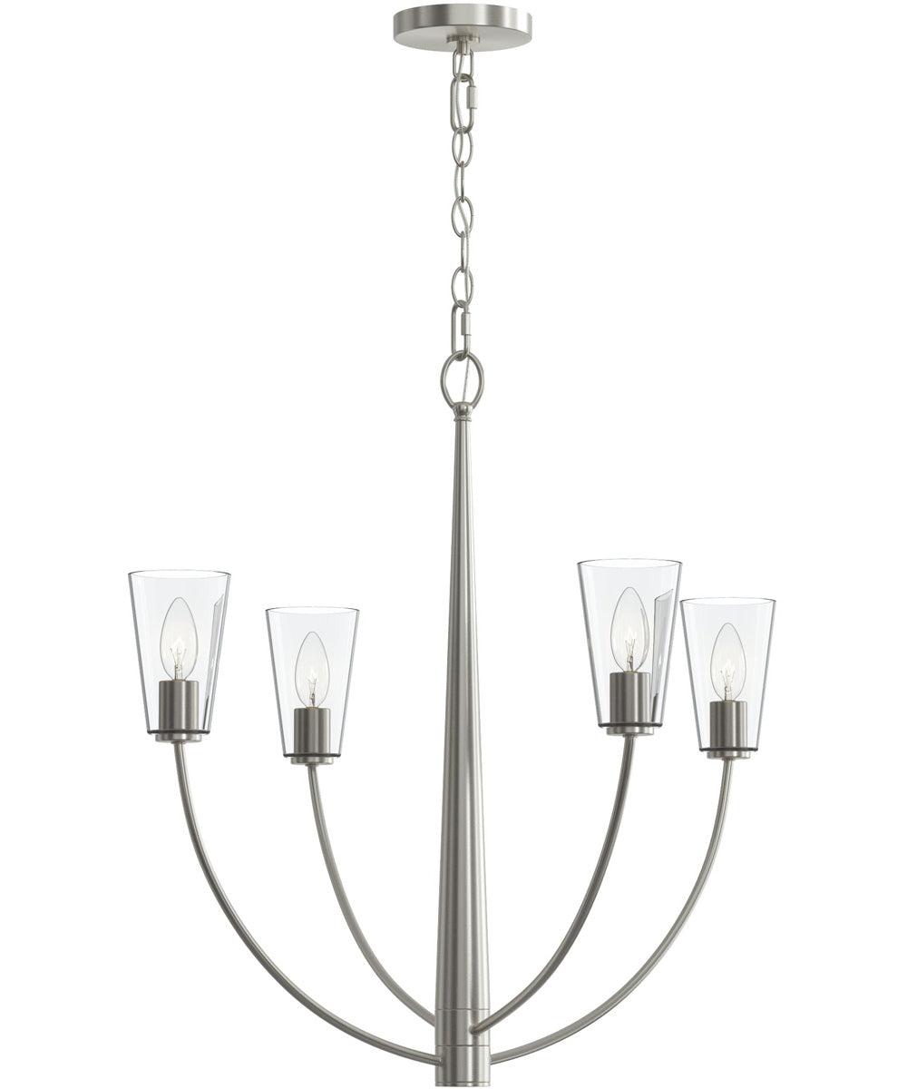 Jheni 4-Light Chandelier with Clear Glass Shades Brushed Nickel