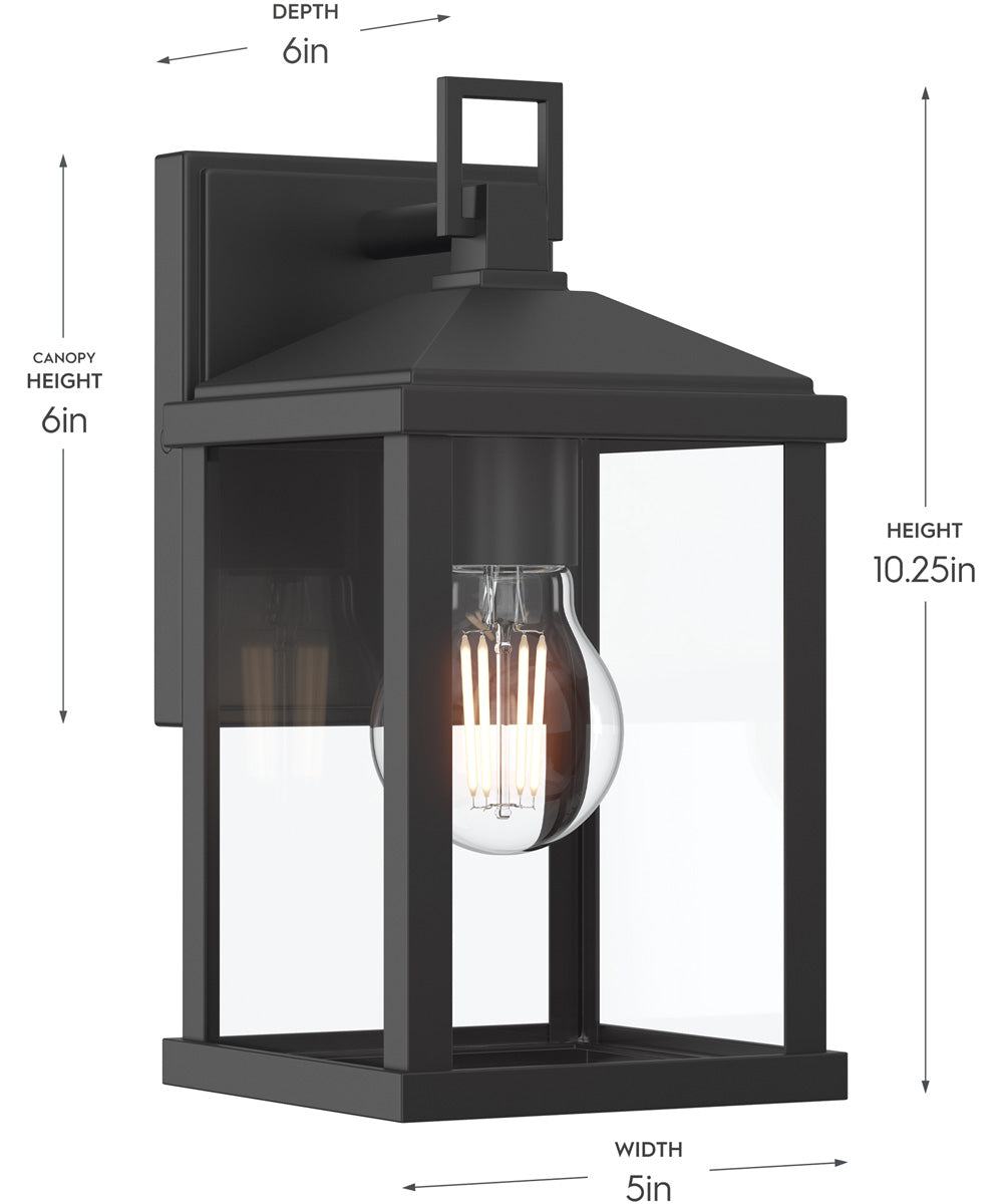 Cantley Small Outdoor Wall Lantern with Clear Glass Panels Matte Black