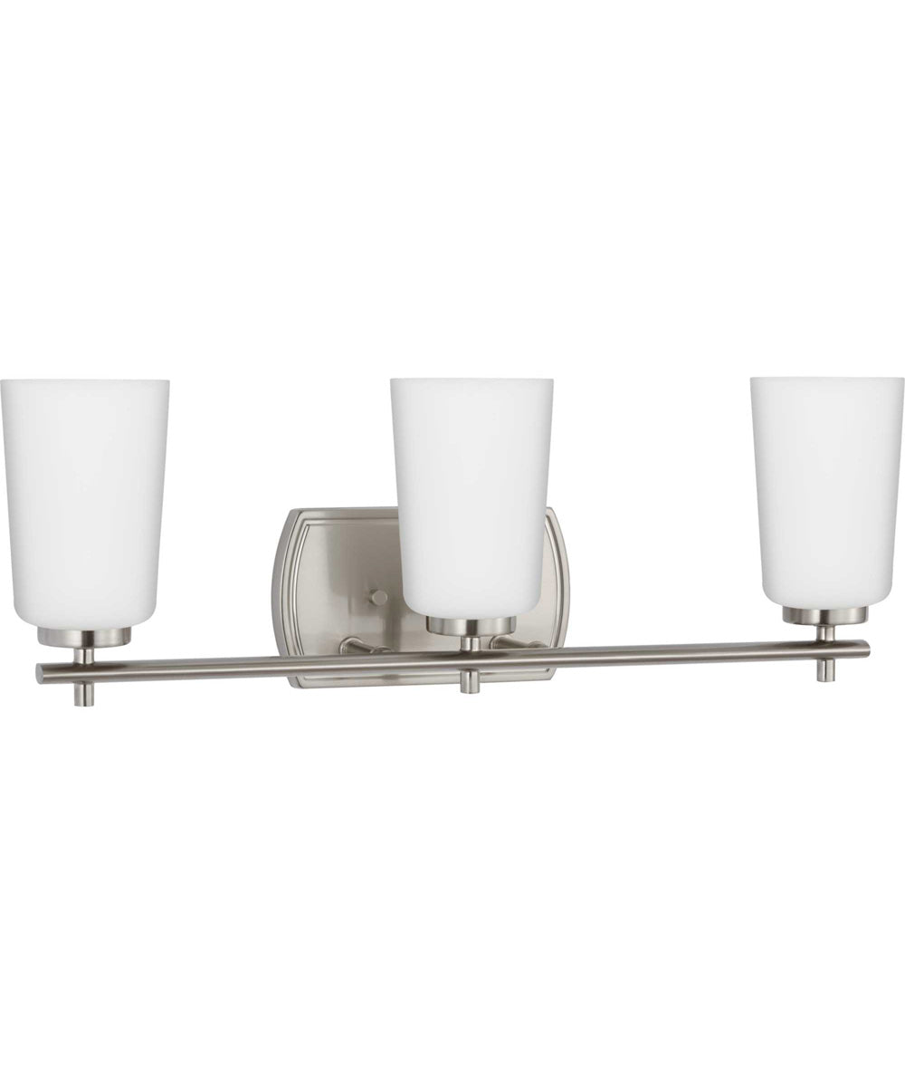 Adley 3-Light Etched Opal Glass New Traditional Bath Vanity Light Brushed Nickel