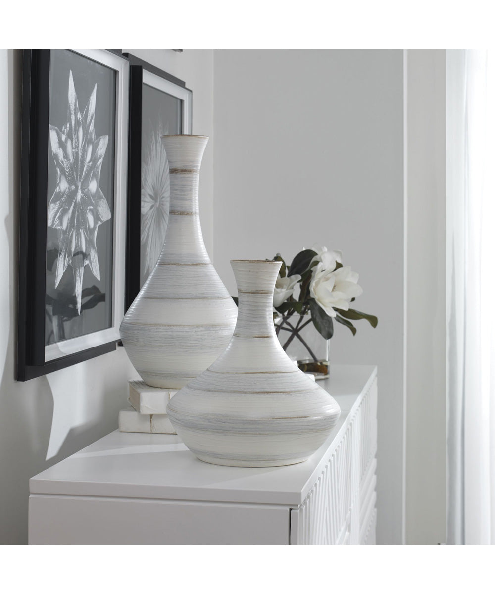 Potter Fluted Striped Vases, Set of 2