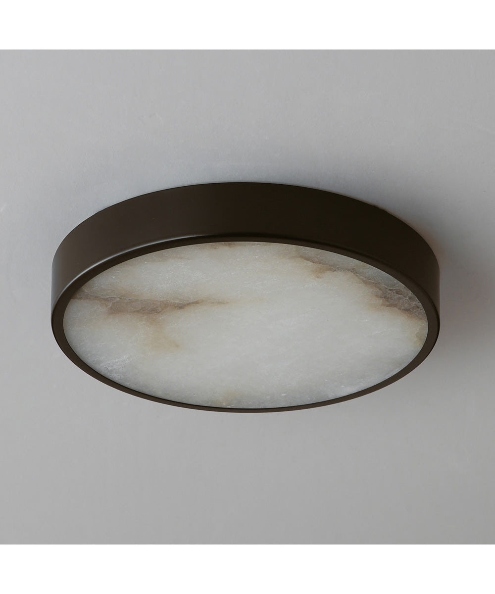 Slab 7 inch LED Alabaster Flush Mount Dark Bronze