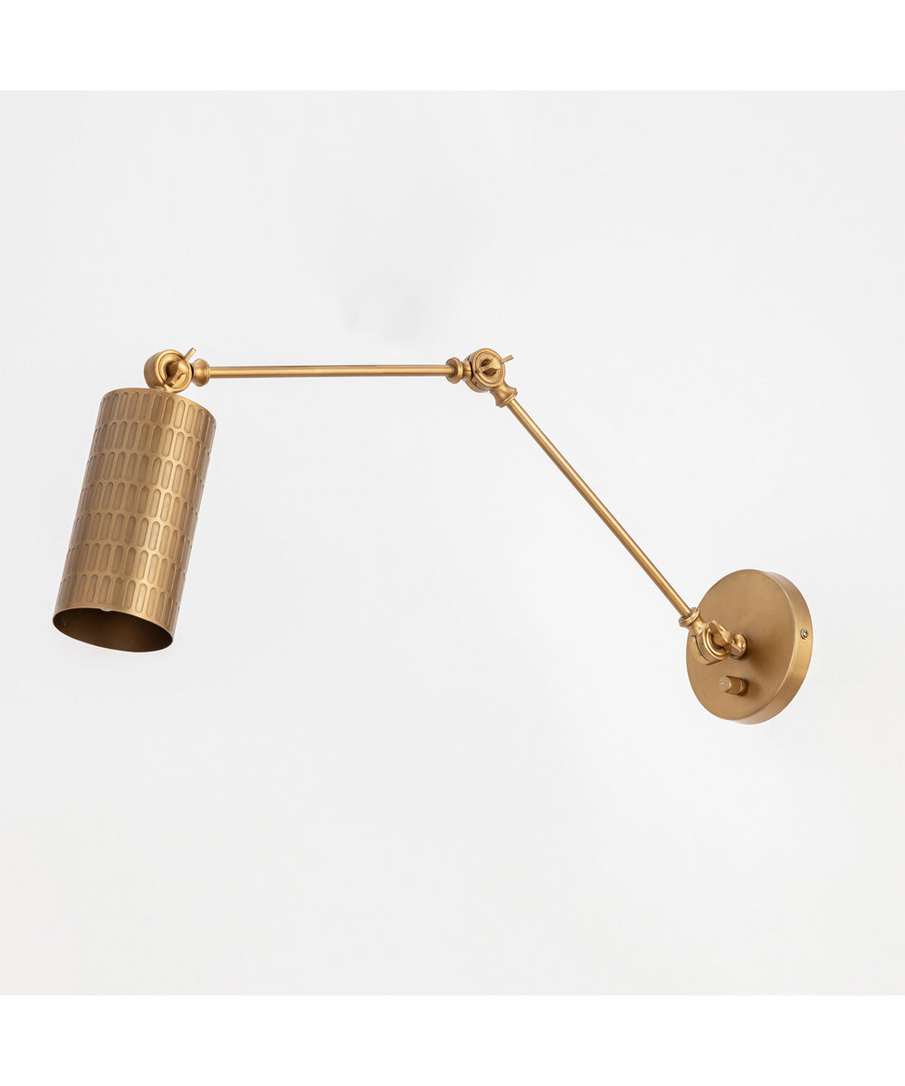 Shaka 1-Light Swing Arm Wall Sconce Weathered Brass