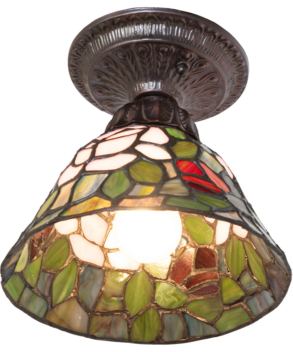 8" Wide Tiffany Rosebush Flushmount