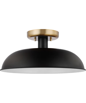 Colony 1-Light Close-to-Ceiling Matte Black / Burnished Brass