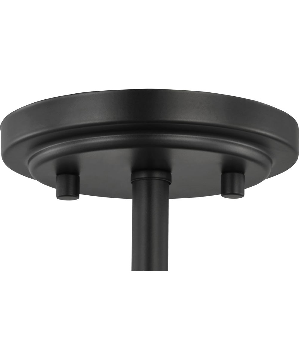 Adley 3-Light Etched White Glass Semi-Flush Convertible Light Matte Black