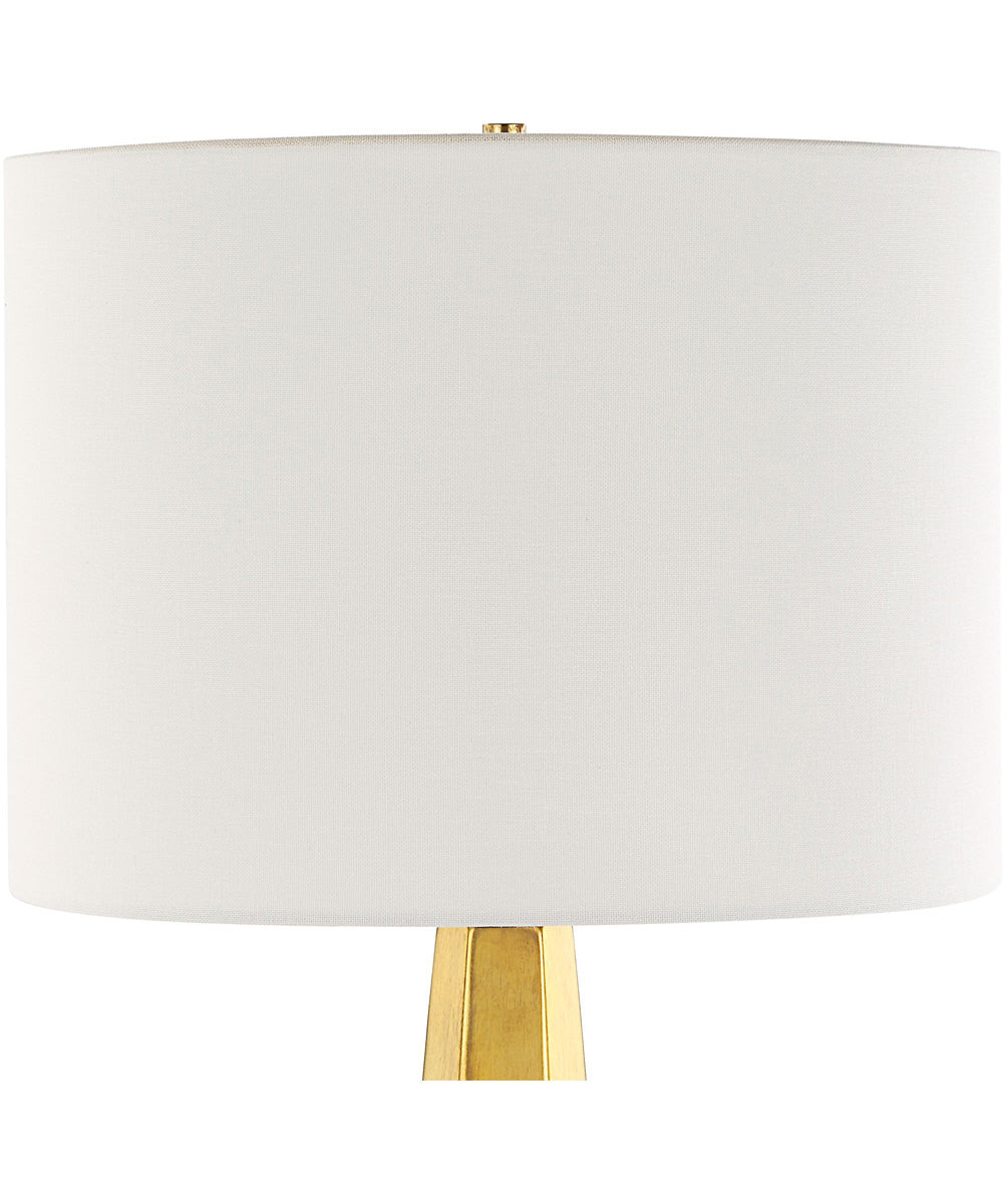 Hexagon Ceramic Gold Table Lamp with White Linen