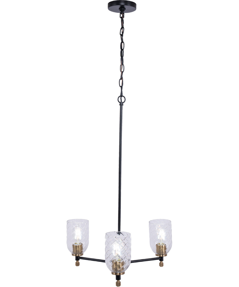 Council 3-Light Lighting Flat Black/Satin Brass