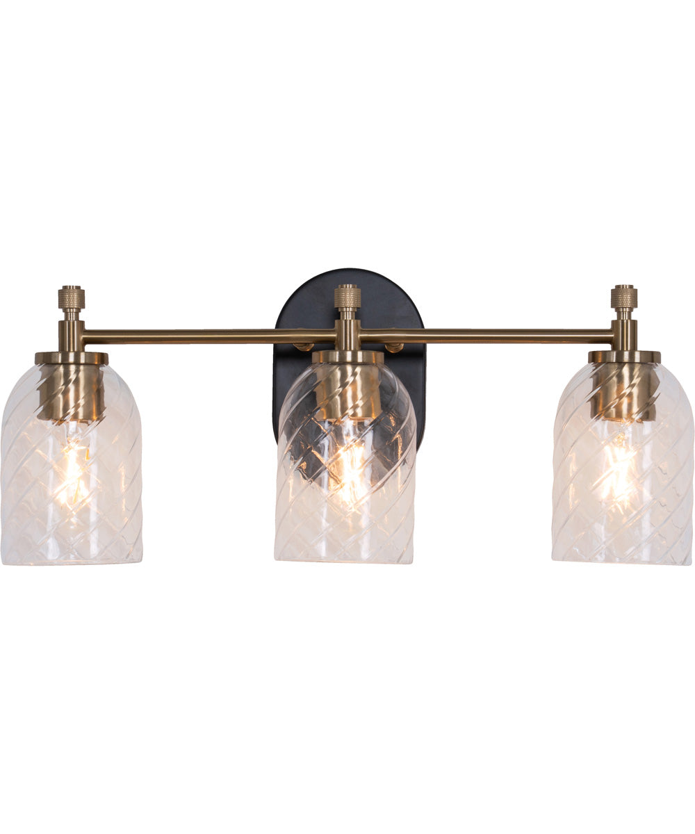 Council 3-Light Lighting Flat Black/Satin Brass