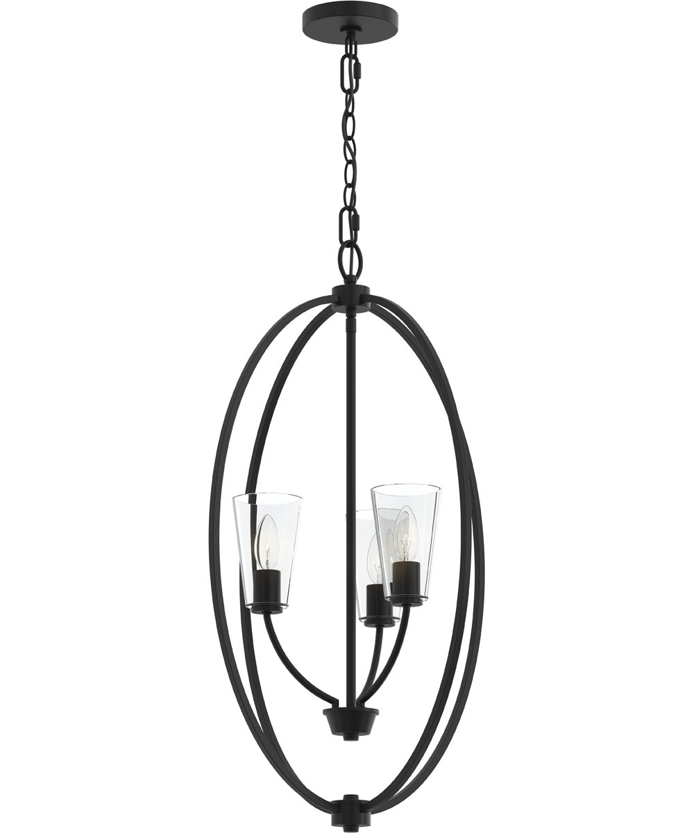 Jheni 3-Light Foyer Pendant with Clear Glass Shades Matte Black