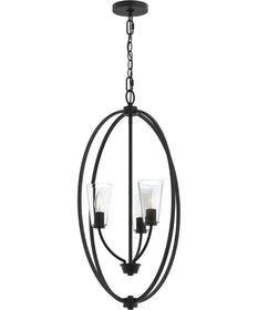 Jheni 3-Light Foyer Pendant with Clear Glass Shades Matte Black