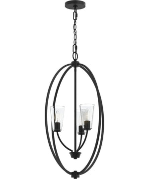 Jheni 3-Light Foyer Pendant with Clear Glass Shades Matte Black