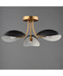 Maris 3-Light Semi Flush Black / Natural Aged Brass