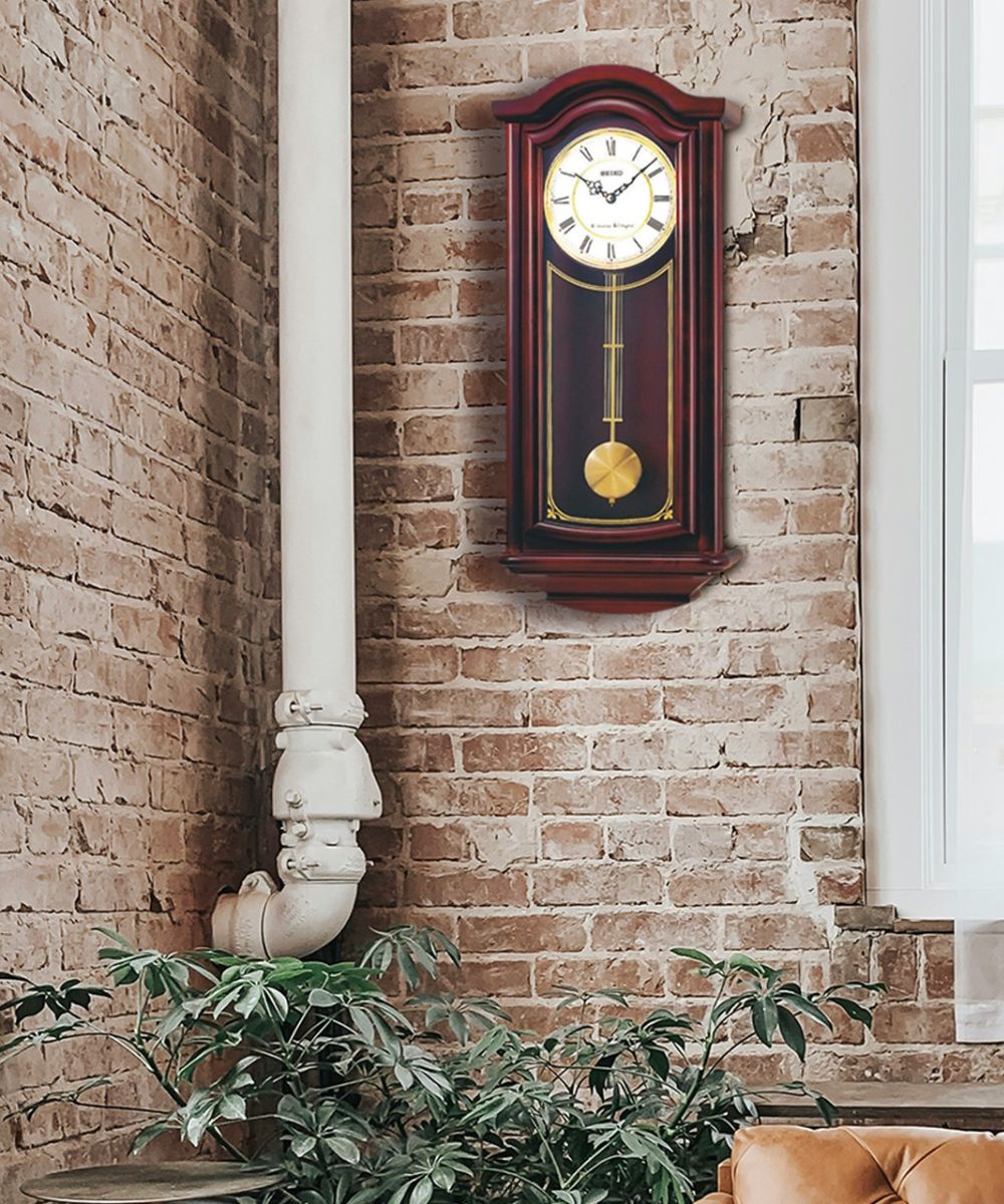 27"H Wall Clock Mahogany Solid Wood