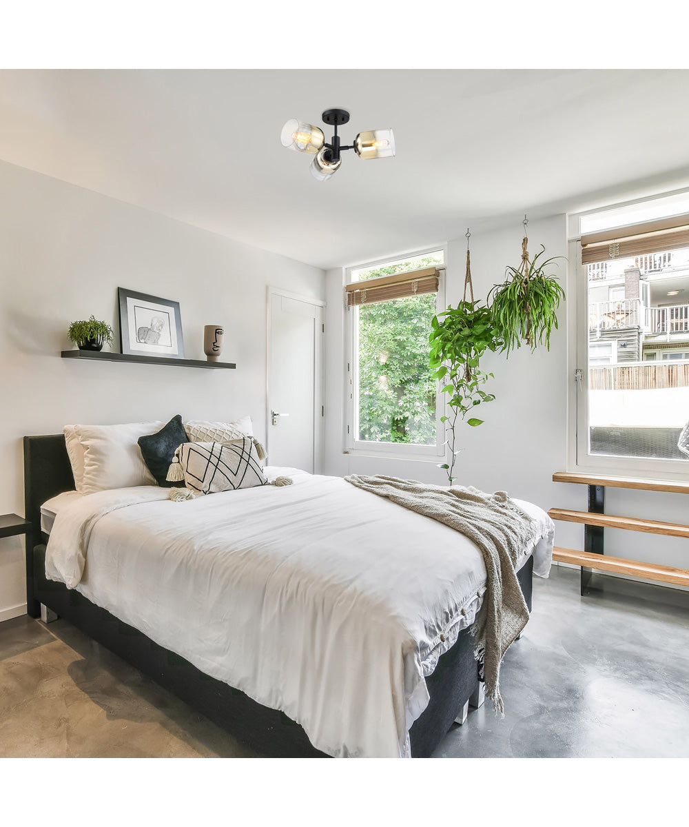 Gatsby 3 Light Semi Flush Mount Matte Black