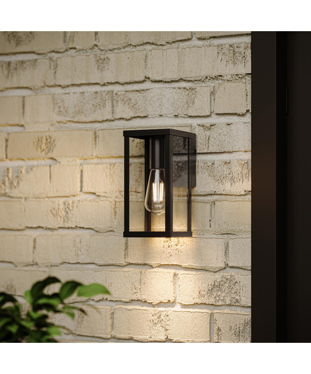 Ryle 1-Light Small Wall Lantern with Clear Glass Panels Matte Black