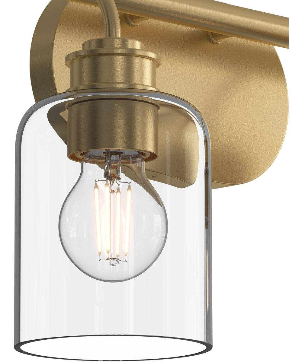 Reines 2-Light Bath Vanity with Clear Glass Shades Brushed Gold