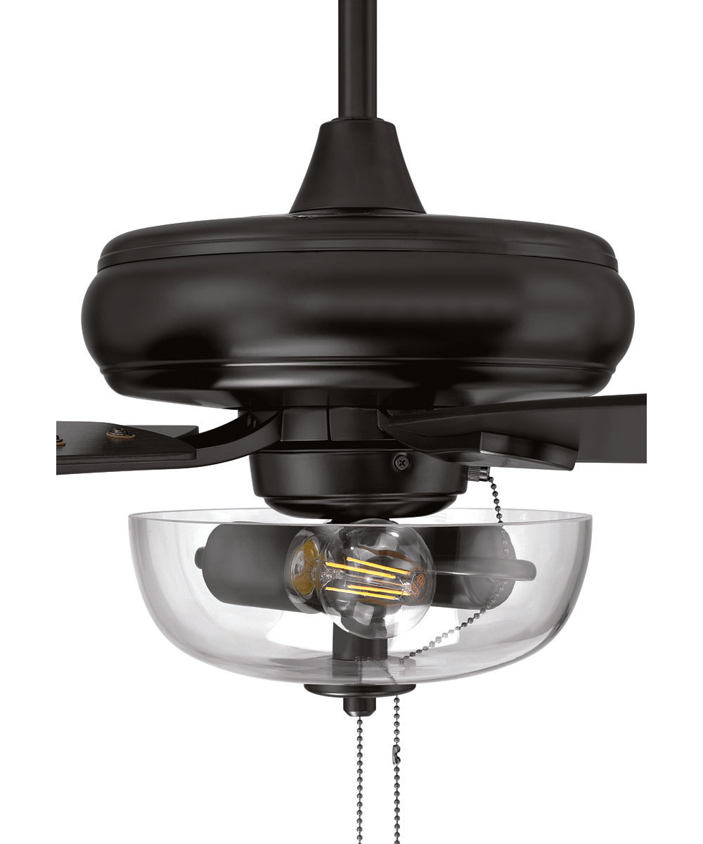 EOS 2 Light Clear Bowl 52" Ceiling Fan 2-Light Fan Flat Black