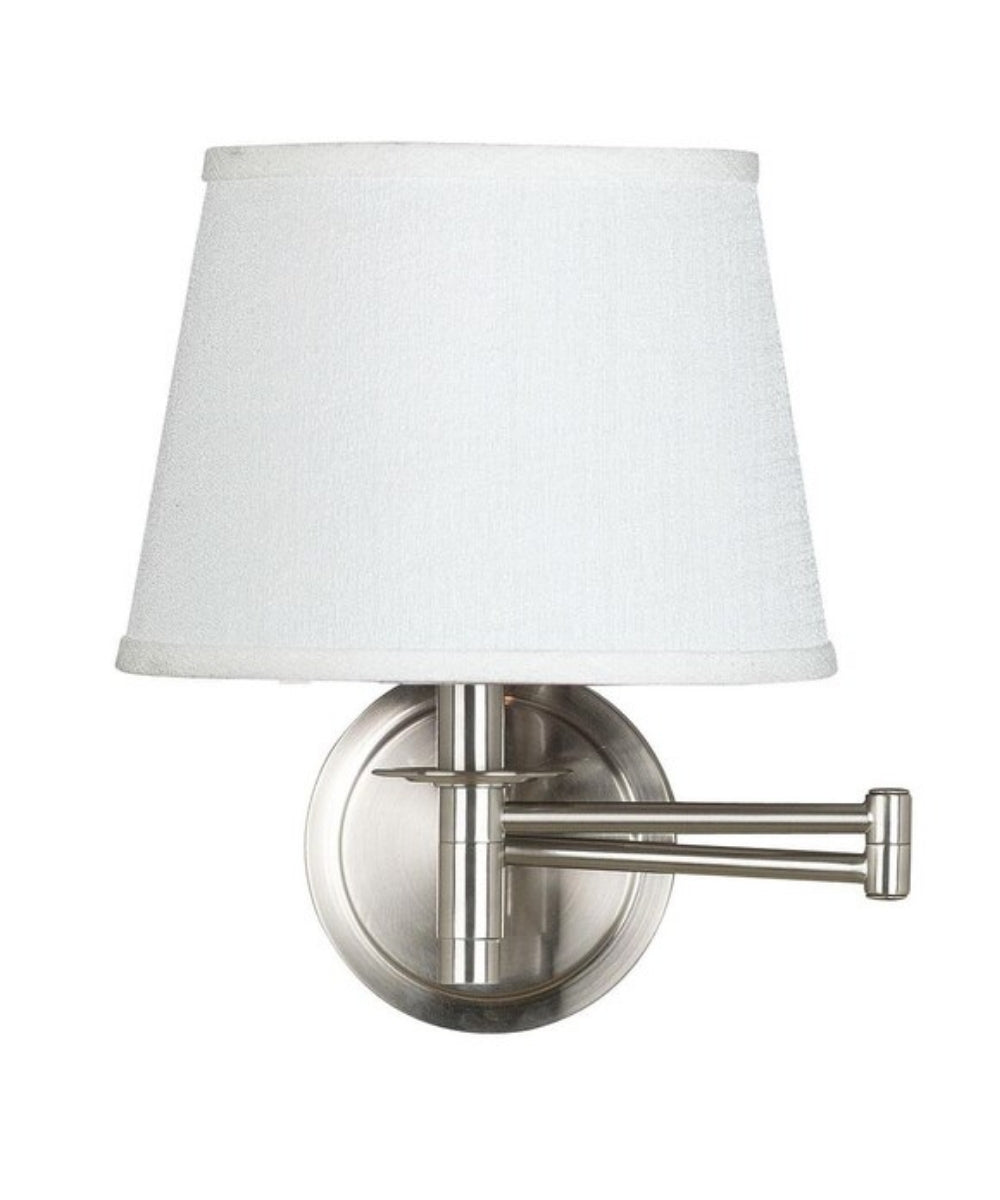 Sheppard 20"W 1-Light Plug-In Brushed Steel with White Shade Wall Swing Arm Wall Sconce by KenroyHome