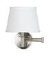 Sheppard 20"W 1-Light Plug-In Brushed Steel with White Shade Wall Swing Arm Wall Sconce by KenroyHome