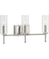 Elara 3-Light Clear Glass New Traditional Bath Vanity Light Brushed Nickel