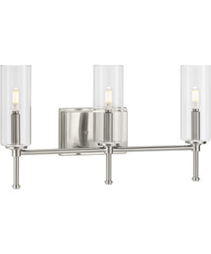 Elara 3-Light Clear Glass New Traditional Bath Vanity Light Brushed Nickel