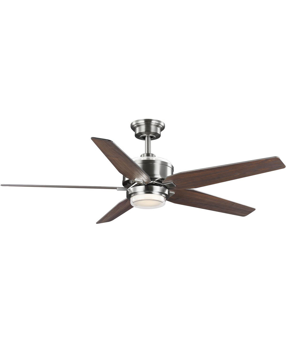 Byars 54" 5-Blade Integrated LED Indoor Ceiling Fan with Light Kit White Opal Shade Remote Control Brushed Nickel