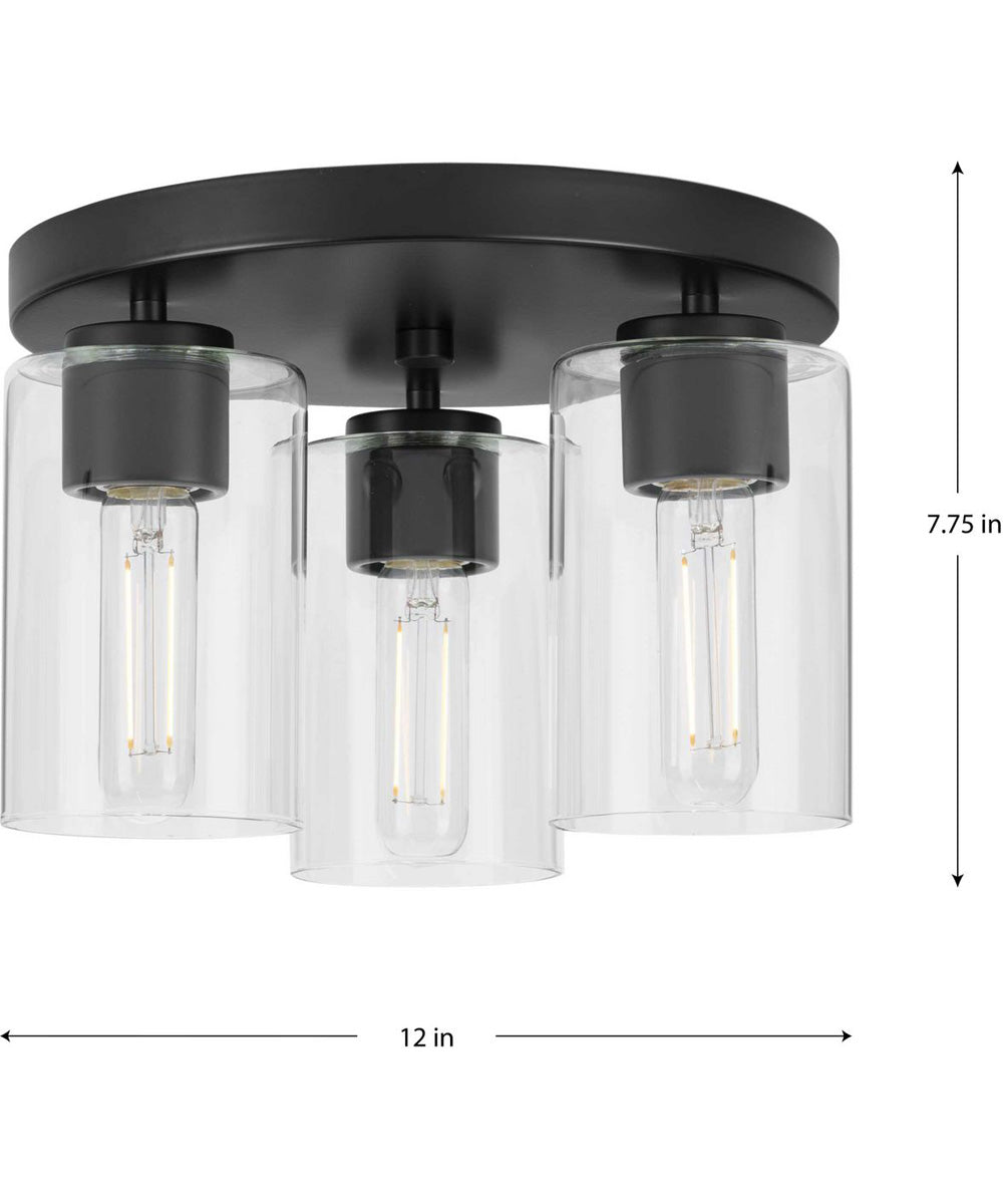 Cofield 12 in. 3-Light Flush Mount P350237 Matte Black