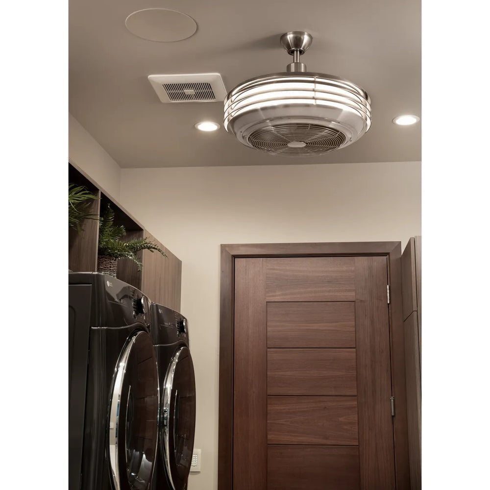 Sanford 24" Enclosed Indoor/Outdoor Ceiling Fan with LED Light Brushed Nickel
