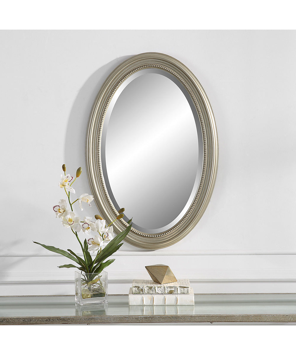 21x31" Wall Mirror Metallic Silver with Subtle Brown Antiquing