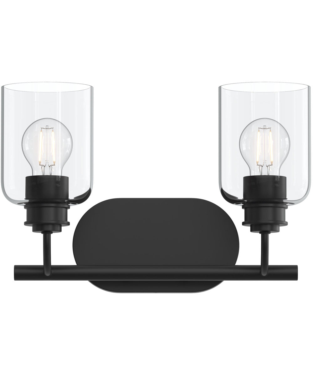 Reines 2-Light Bath Vanity with Clear Glass Shades Matte Black