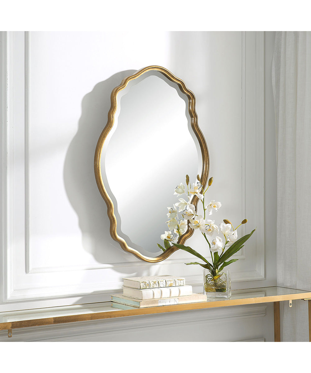 22x33" Wall Mirror in Gold with an Amber Glaze