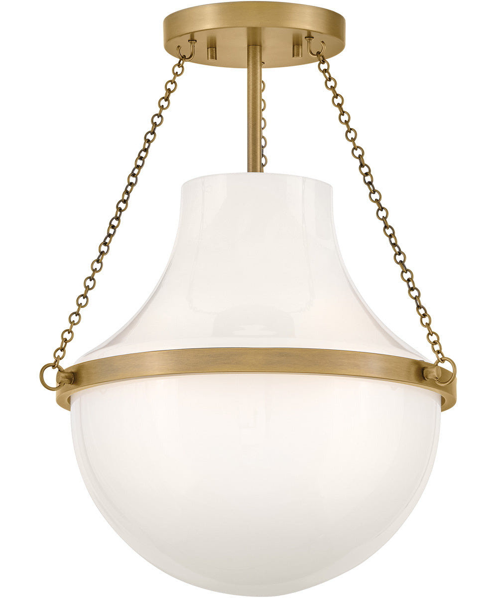 Collins 1-Light Medium Semi-Flush Mount in Heritage Brass
