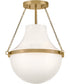 Collins 1-Light Medium Semi-Flush Mount in Heritage Brass
