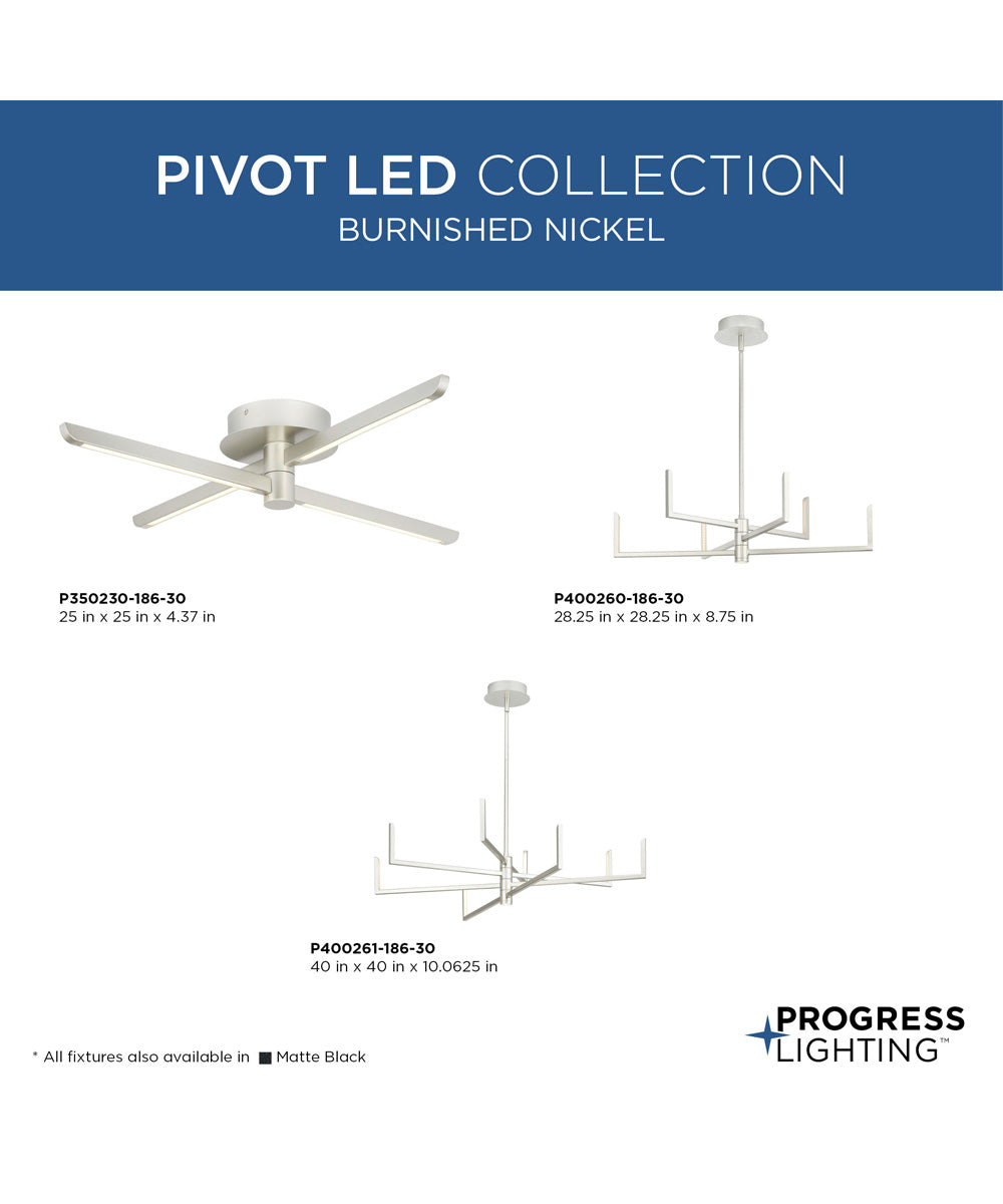 Pivot LED 6-Light Chandelier with Downlight Burnished Nickel