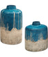 Coastal Cascade Indoor-Outdoor Blue Vases, Set of 2