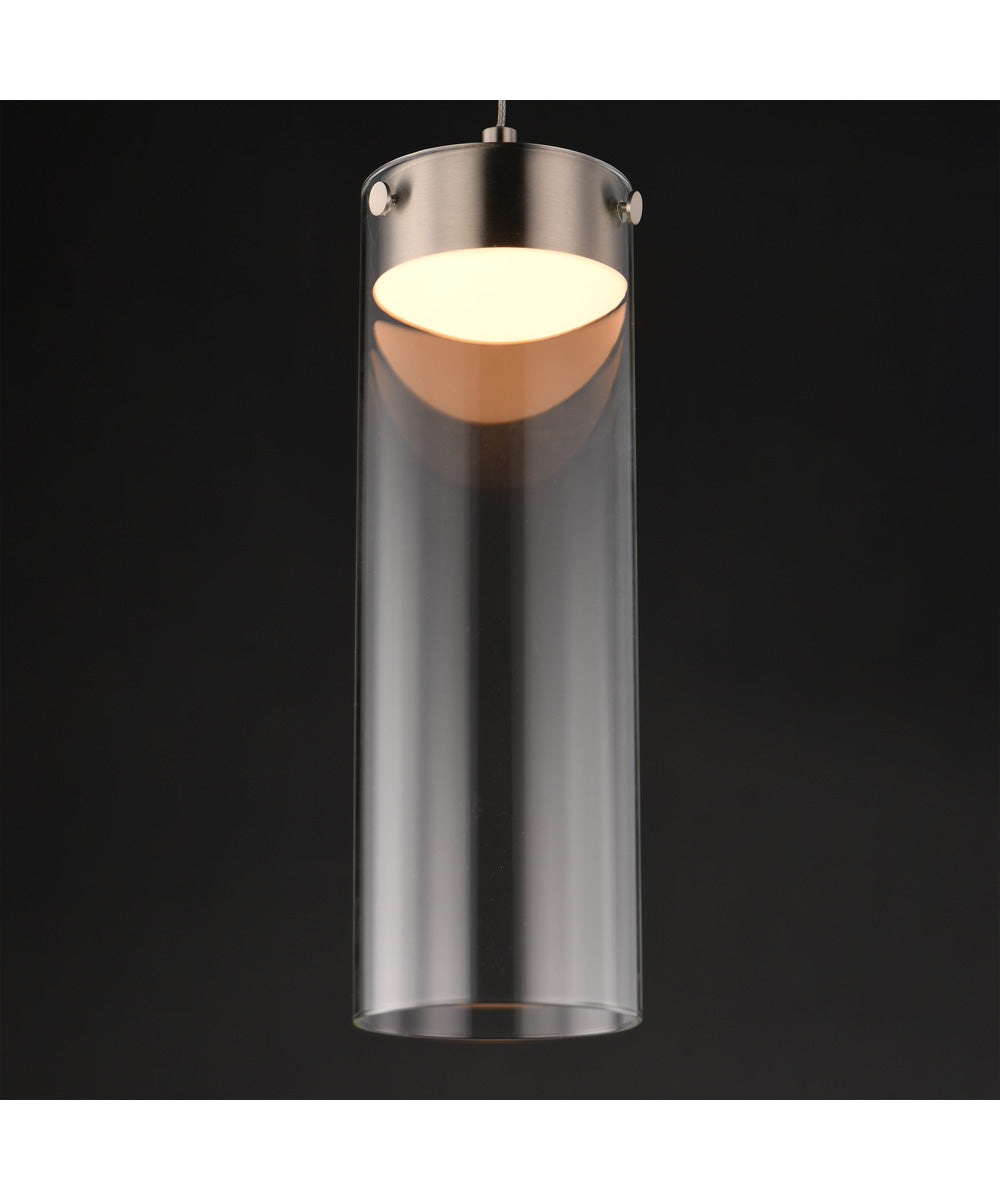 Highball Clear LED Pendant Satin Nickel