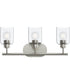 Reines 3-Light Bath Vanity with Clear Glass Shades Brushed Nickel