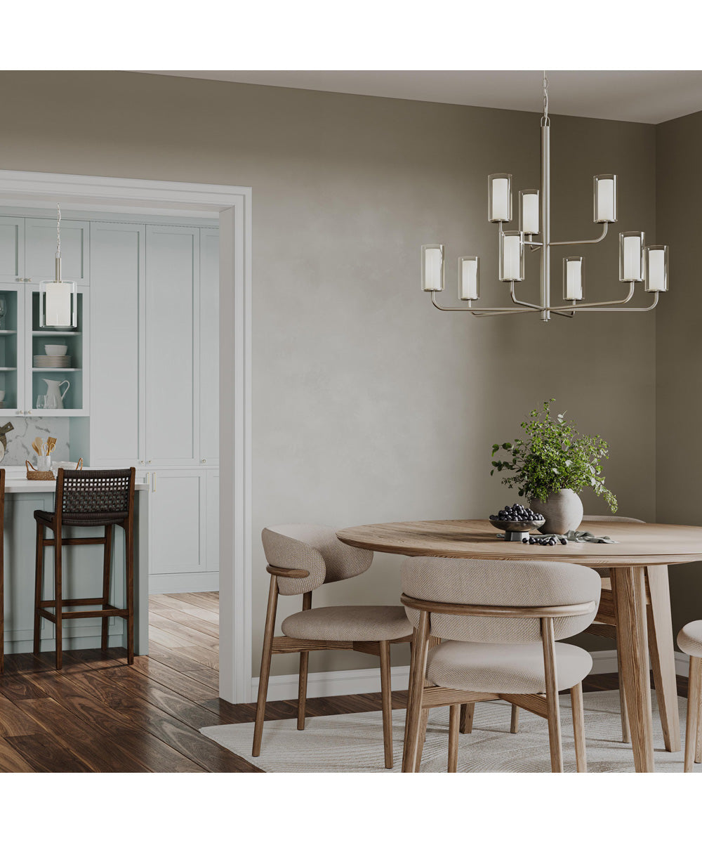 Mack 1-Light Pendant with Layered Glass Shade Brushed Nickel