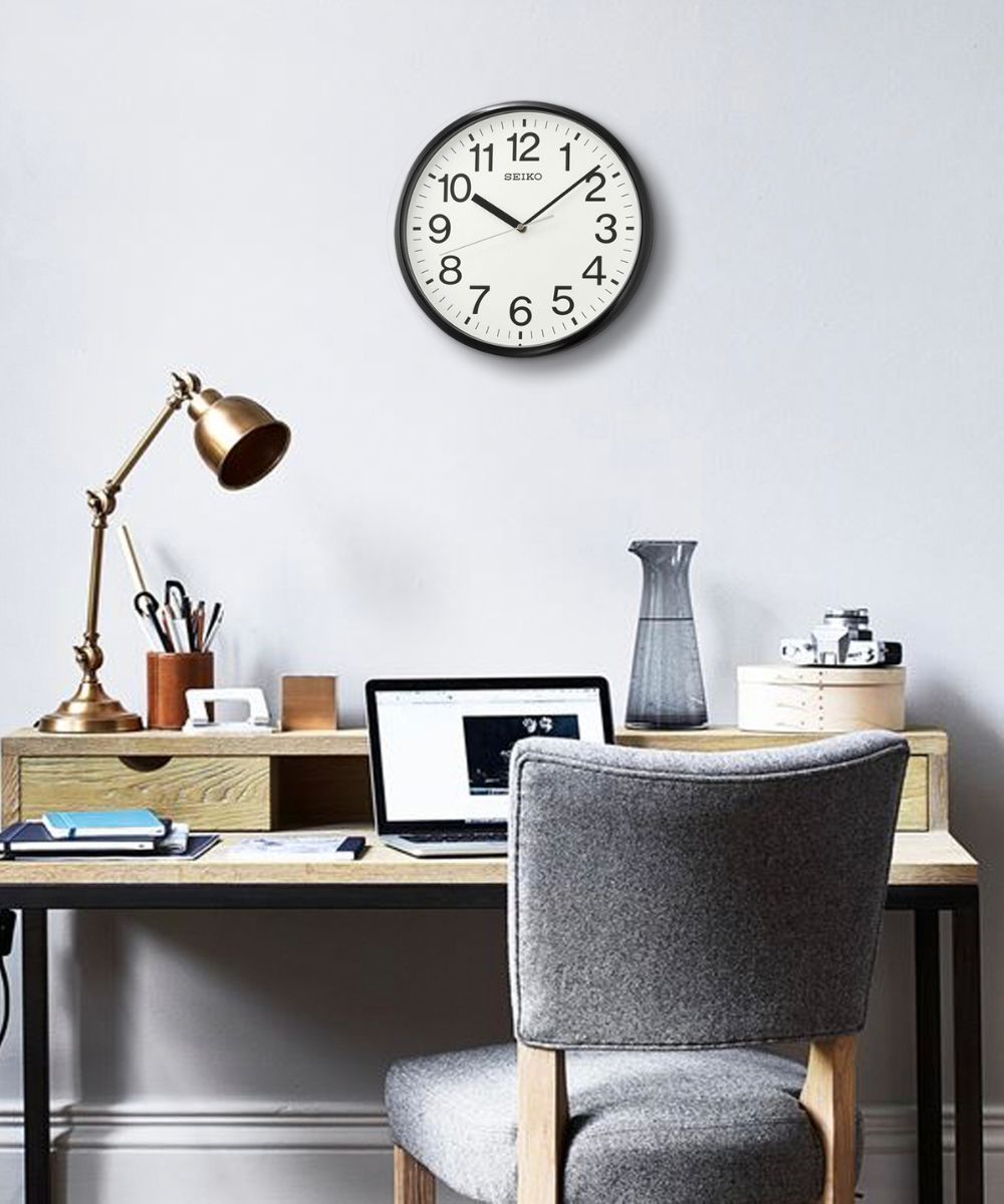 OPEN BOX 12" Business Wall Clock Black Glass Cover