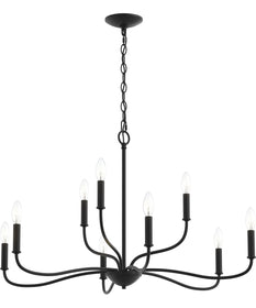 Ilia 9-Light Two-Tier Chandelier Matte Black