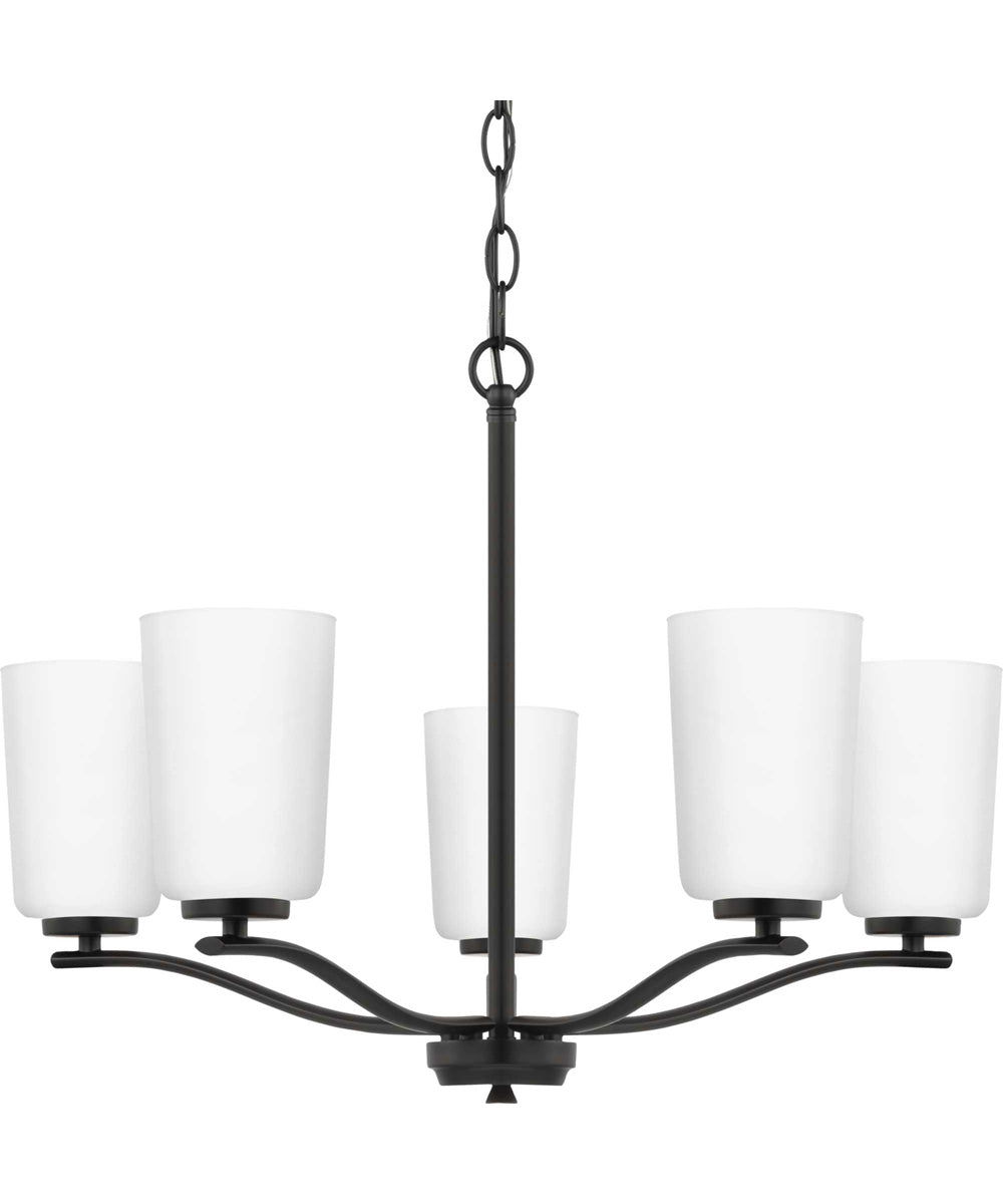Adley 5-Light Etched White Glass New Traditional Chandelier Matte Black