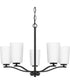 Adley 5-Light Etched White Glass New Traditional Chandelier Matte Black