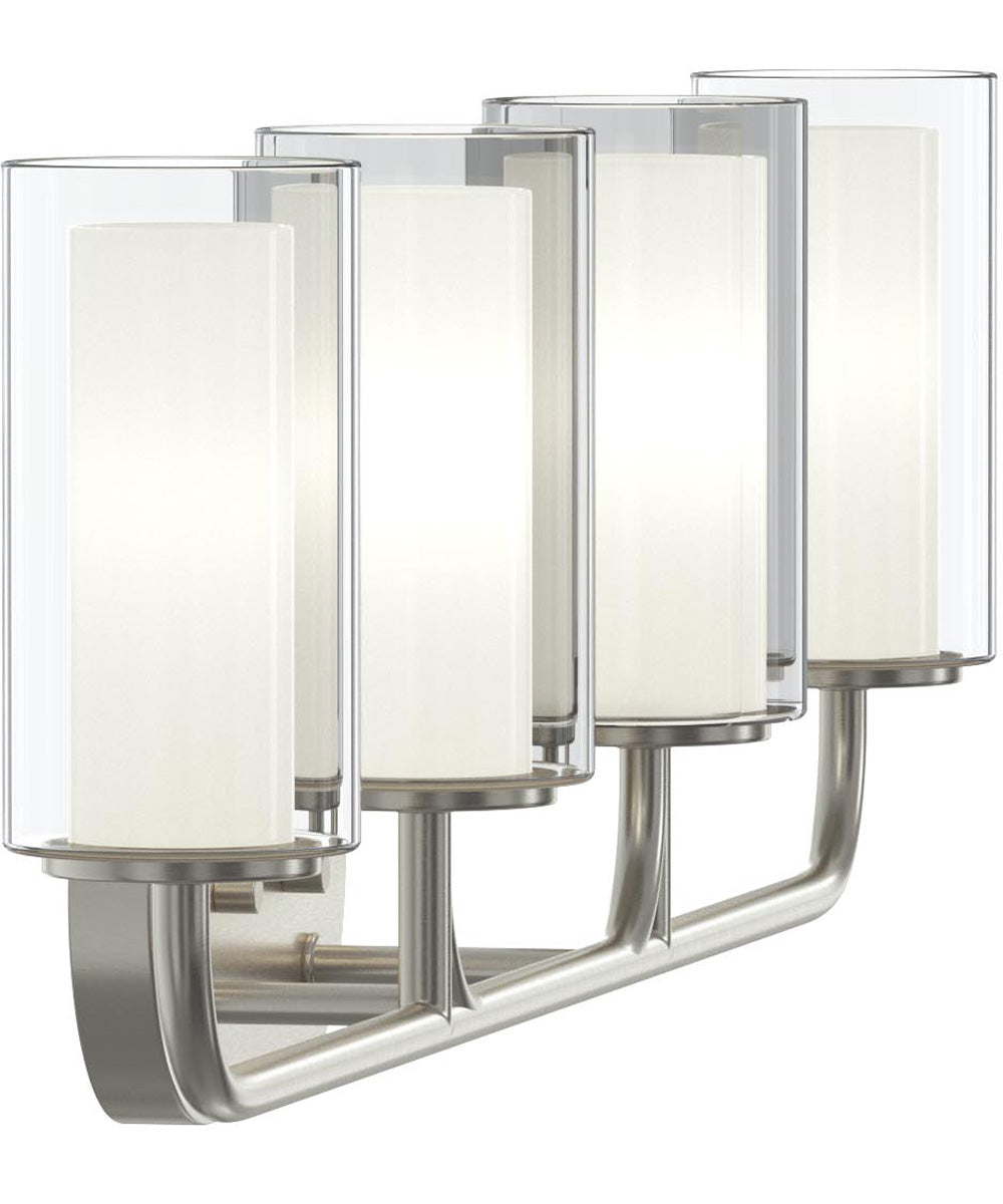 Mack 4-Light Vanity Light with Layered Glass Shades Brushed Nickel
