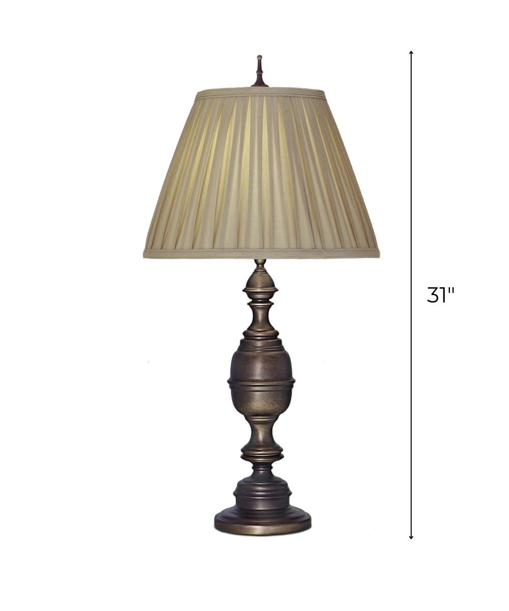 31"H 1-Light 3-Way Table Lamp Antique Old Bronze