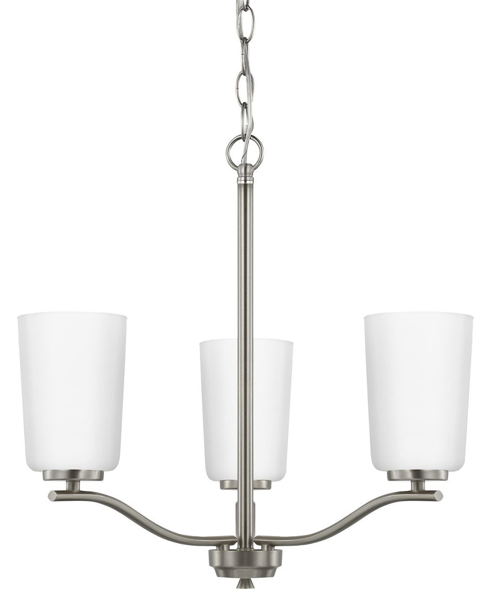 Adley 3-Light Etched White Glass Semi-Flush Convertible Light Brushed Nickel