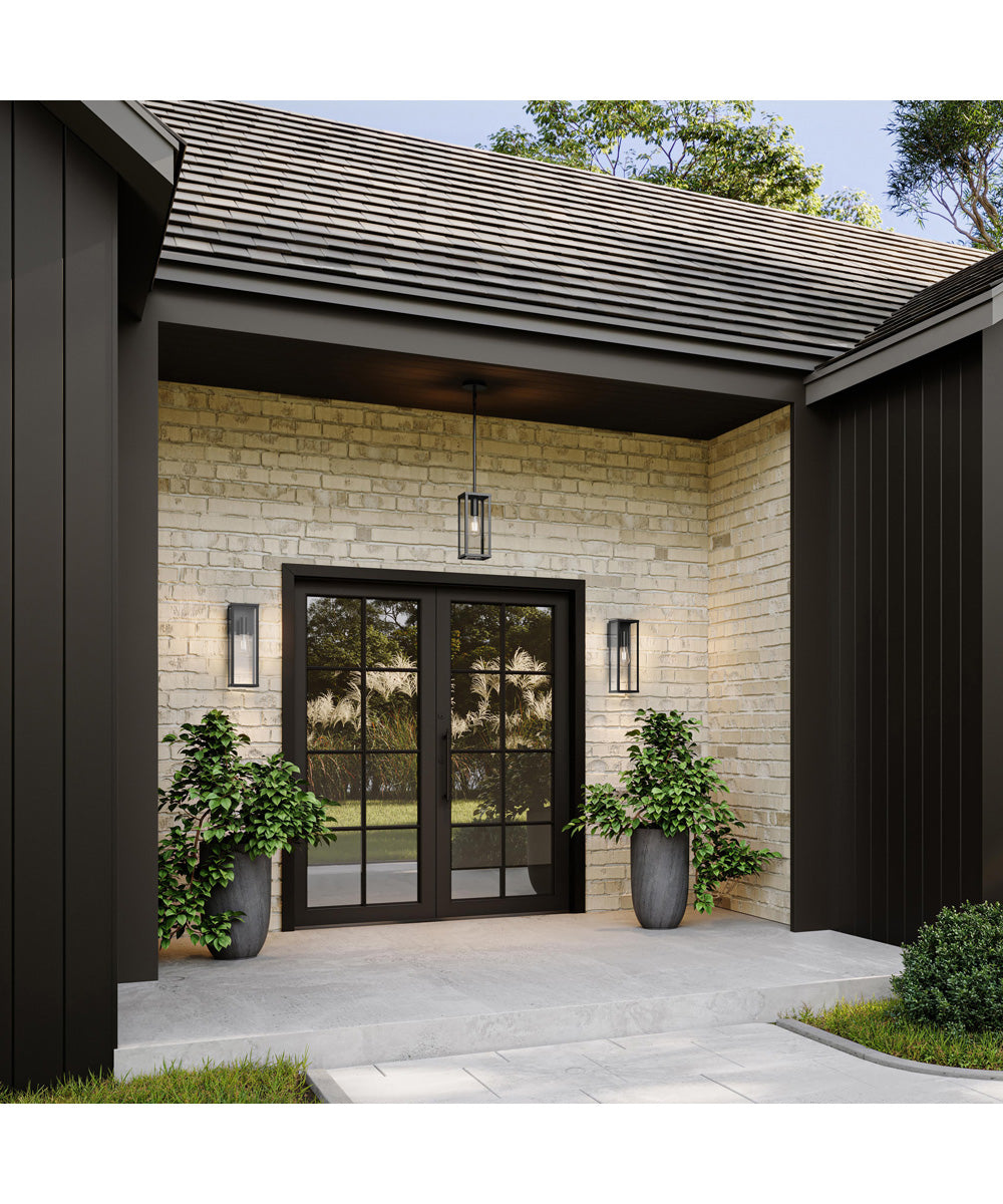 Ryle 1-Light Large Wall Lantern with Clear Glass Panels Matte Black