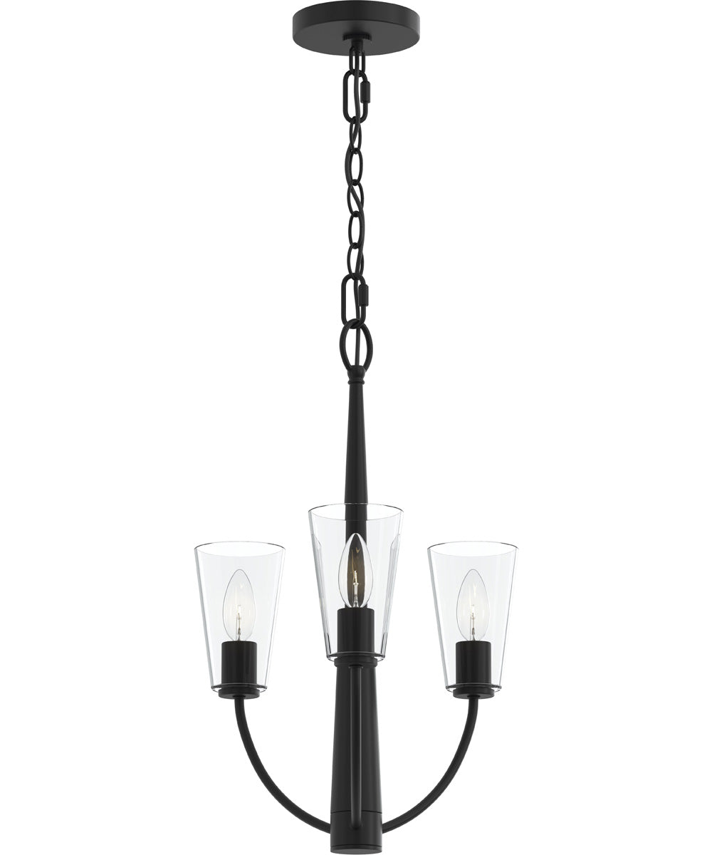 Jheni 3-Light Chandelier with Clear Glass Shades Matte Black