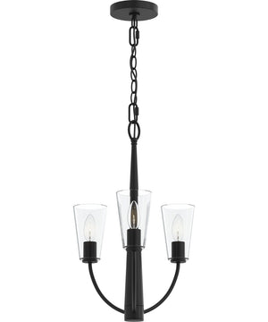 Jheni 3-Light Chandelier with Clear Glass Shades Matte Black