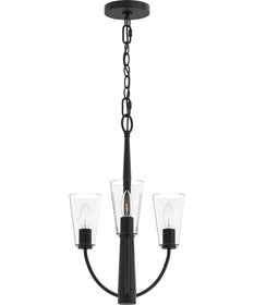 Jheni 3-Light Chandelier with Clear Glass Shades Matte Black