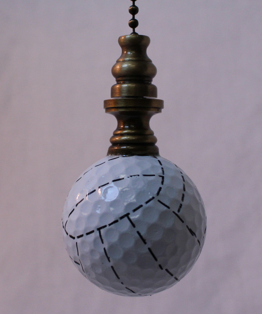 Volleyball Ceiling Fan Pull, 2.25"h with 12" Antiqued Brass Chain